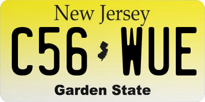 NJ license plate C56WUE
