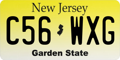 NJ license plate C56WXG