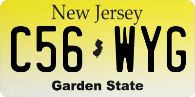 NJ license plate C56WYG
