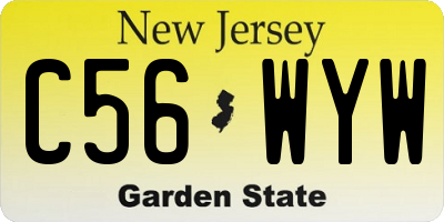 NJ license plate C56WYW