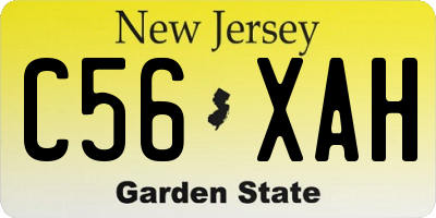 NJ license plate C56XAH