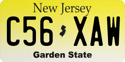 NJ license plate C56XAW