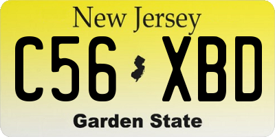 NJ license plate C56XBD