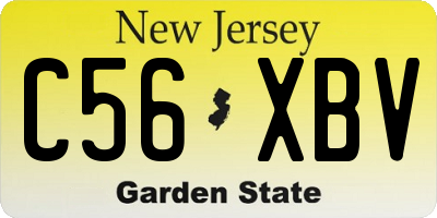 NJ license plate C56XBV