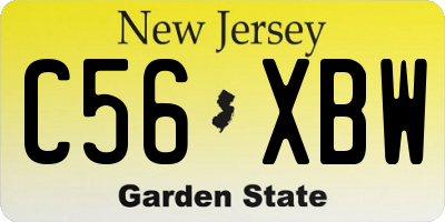 NJ license plate C56XBW