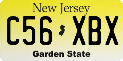 NJ license plate C56XBX