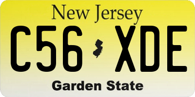 NJ license plate C56XDE