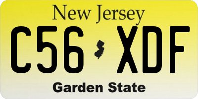 NJ license plate C56XDF