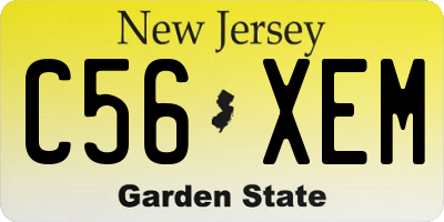 NJ license plate C56XEM