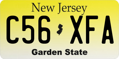 NJ license plate C56XFA