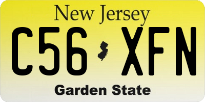 NJ license plate C56XFN