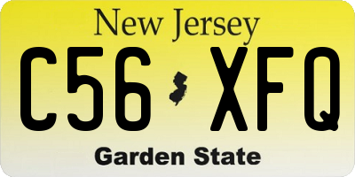 NJ license plate C56XFQ