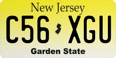 NJ license plate C56XGU