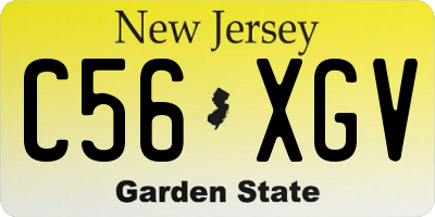 NJ license plate C56XGV