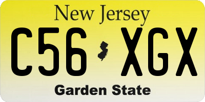 NJ license plate C56XGX