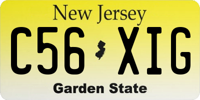 NJ license plate C56XIG