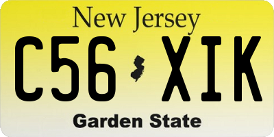 NJ license plate C56XIK