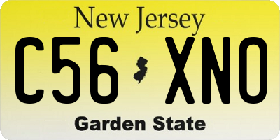 NJ license plate C56XNO