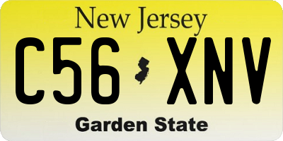 NJ license plate C56XNV