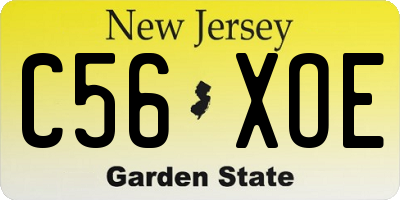 NJ license plate C56XOE
