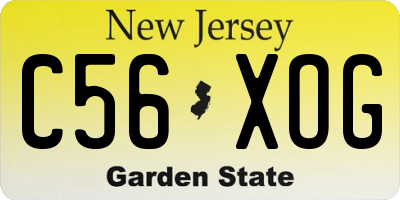 NJ license plate C56XOG