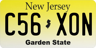 NJ license plate C56XON