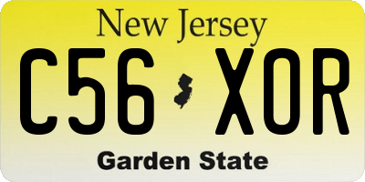 NJ license plate C56XOR