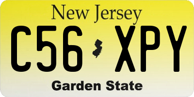 NJ license plate C56XPY