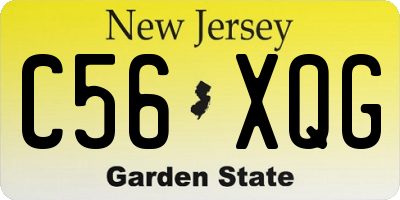 NJ license plate C56XQG