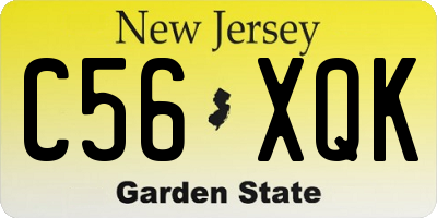 NJ license plate C56XQK