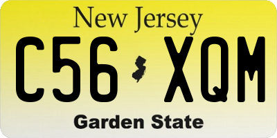 NJ license plate C56XQM