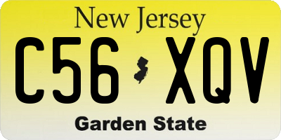 NJ license plate C56XQV