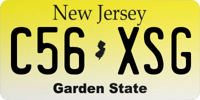 NJ license plate C56XSG