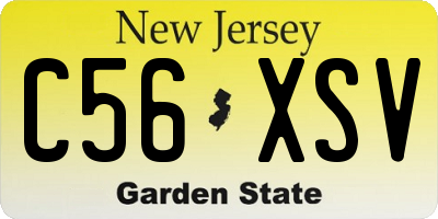 NJ license plate C56XSV