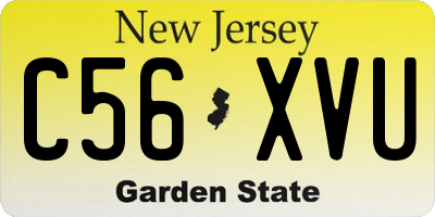 NJ license plate C56XVU