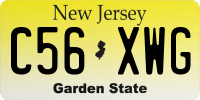 NJ license plate C56XWG