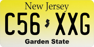 NJ license plate C56XXG