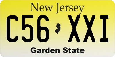 NJ license plate C56XXI