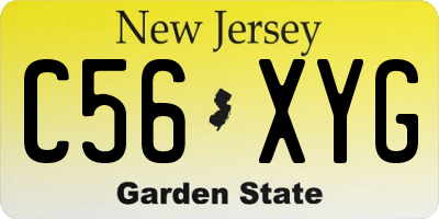 NJ license plate C56XYG