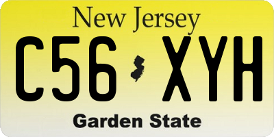 NJ license plate C56XYH