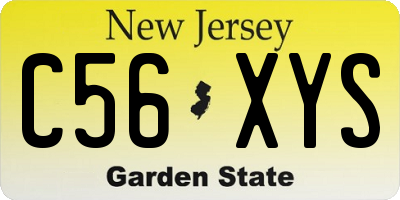 NJ license plate C56XYS