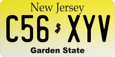 NJ license plate C56XYV