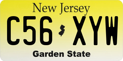 NJ license plate C56XYW