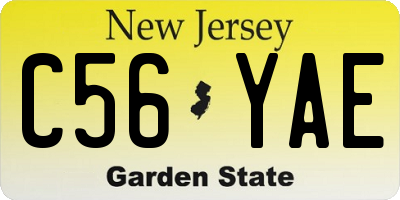 NJ license plate C56YAE