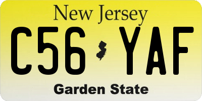 NJ license plate C56YAF
