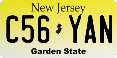 NJ license plate C56YAN