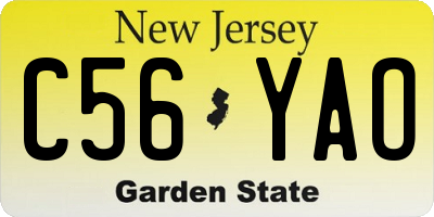 NJ license plate C56YAO