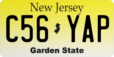 NJ license plate C56YAP
