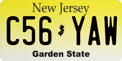 NJ license plate C56YAW