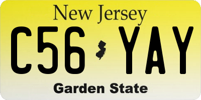 NJ license plate C56YAY